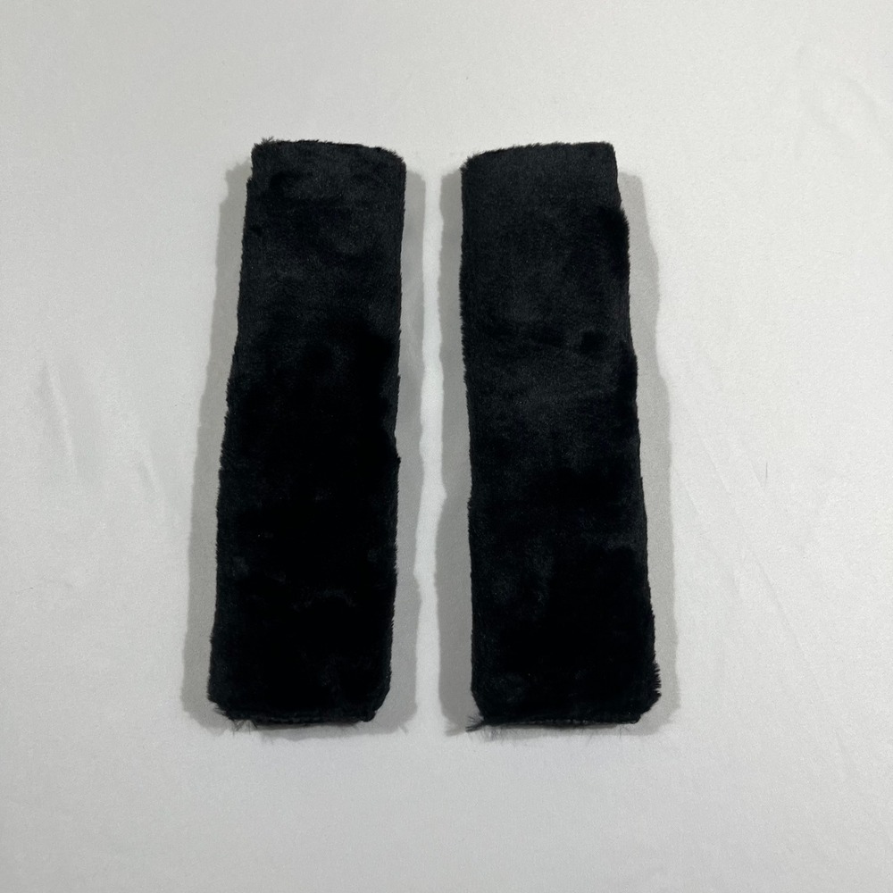 Seat Belt Covers Black Faux Fur Plush Padded Set of 2